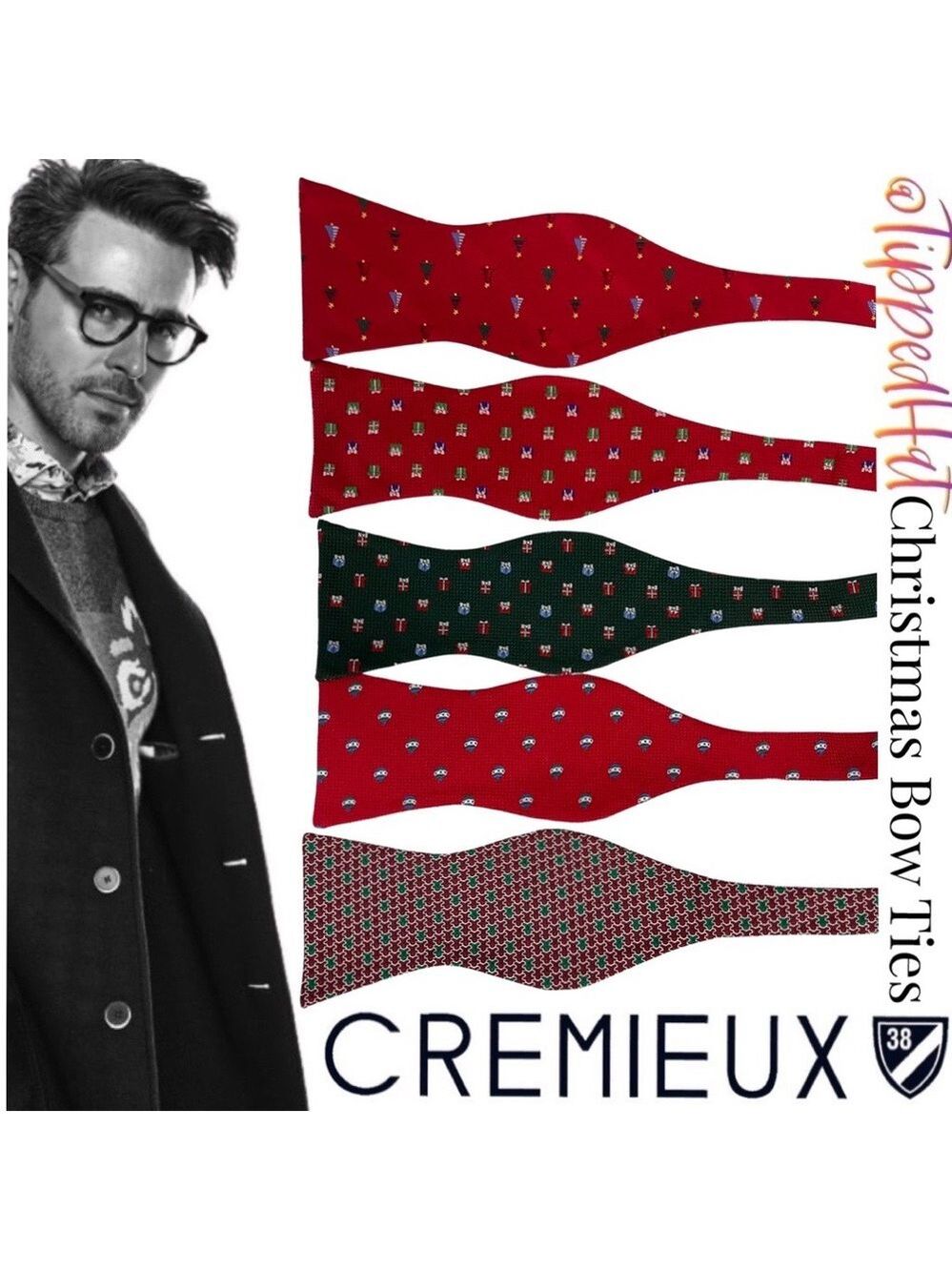 NWT $39.50 Christmas Cremieux 100% Silk Men’s Bow Ties